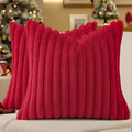 decorUhome Fall Faux Fur Throw Pillow Covers 22x22 Set of 2 Red | Decorative by decorUhome