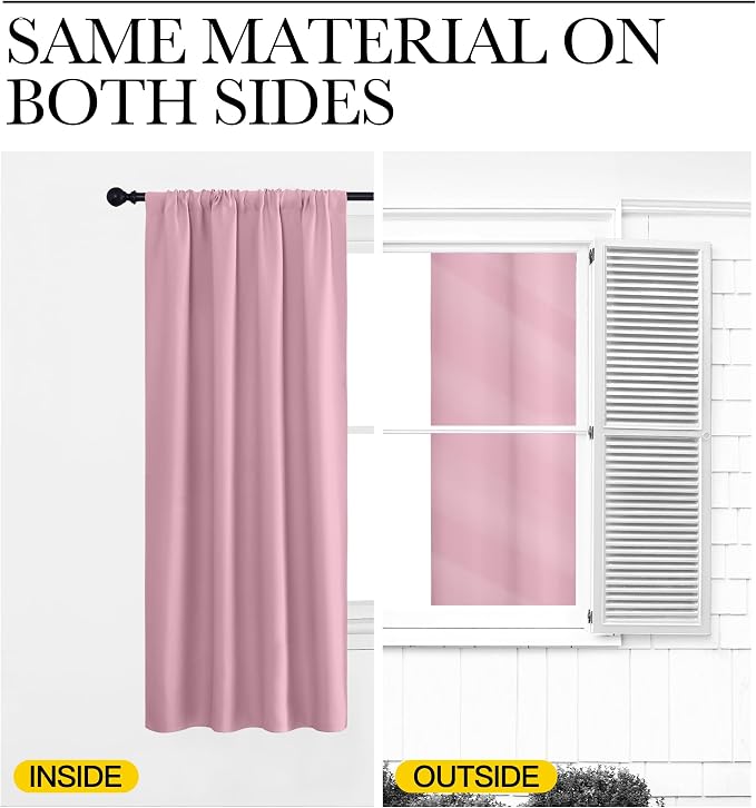 NICETOWN Blackout Curtains Window Draperies, Rouge Pink, 70 by 95 inches Long - Image 5
