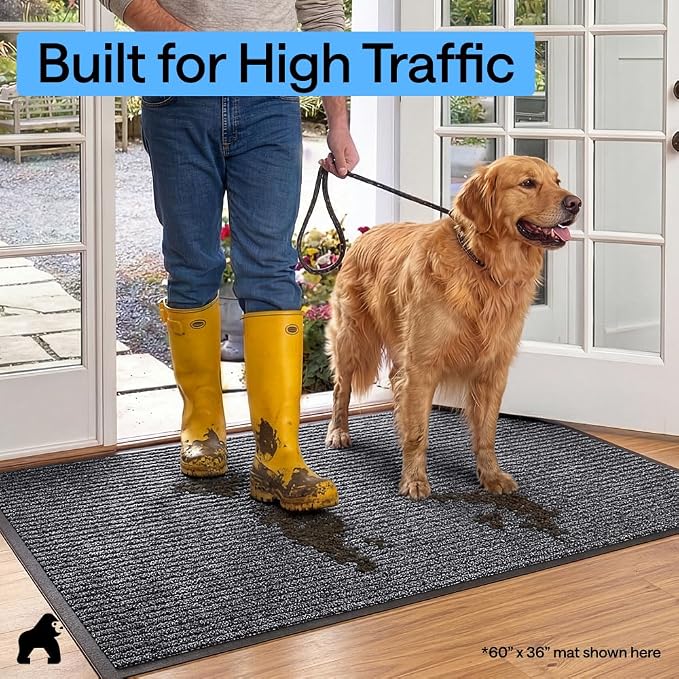 GORILLA GRIP Waterproof Traffic Guard Door Mat, 35x23 2 Pack Indoor Outdoor - Image 7