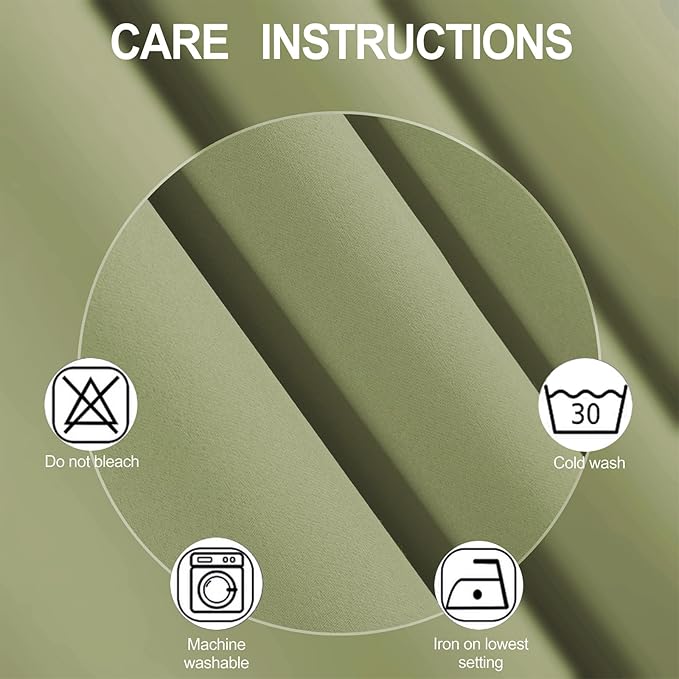 Sage Green Thermal Blackout Curtains/52 x 54 Inch/Set of 2 Panels Room - Image 4