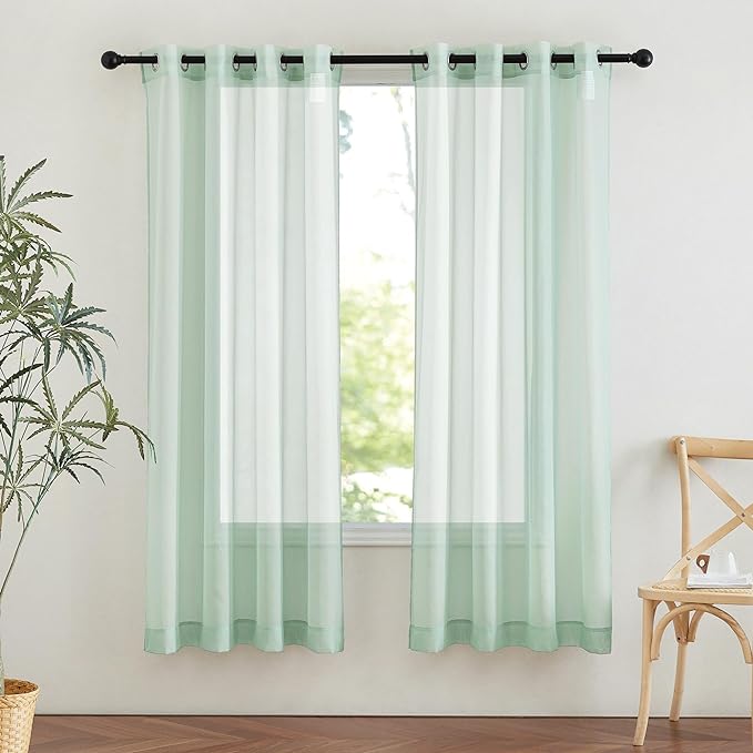 NICETOWN Sage Green Sheer Curtains 72 inches Long, Grommet Light Filtering by NICETOWN