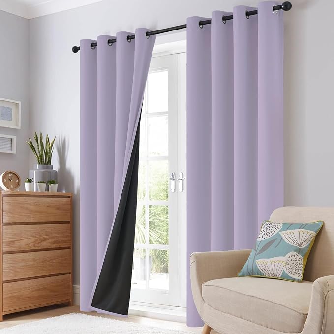 SimpleHome Lilac 100% Blackout Curtains Room Darkening Living Room 45 Inch | - Image 8