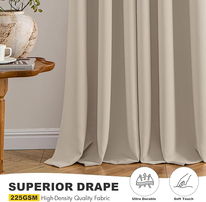 MIULEE Blackout Curtains for Bedroom 2 Panels 40 x 45 Inch Long Light Beige | - Image 5