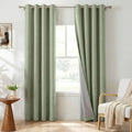 100% Blackout Linen Textured Curtains 90 Inch Long, Sage Green | 100% Blackout by 100BlackoutShield