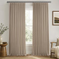 MIULEE Copper Brown Pinch Pleated 100% Blackout Linen Curtains 40x96 Inches | by MIULEE