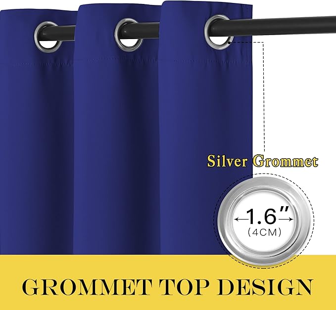 NICETOWN Navy Blue Blackout Curtains 84 inch Length, Grommet Top Room Darkening - Image 6
