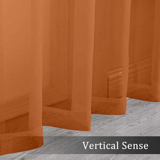 Sheer Curtains 63 inch Length 2 Panels Set, Rod Pocket Voile Fimly Sheer Drapes - Image 5