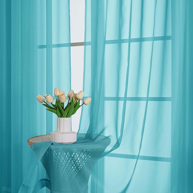 Sheer Turquoise Curtains 108 Inches Long - Image 6