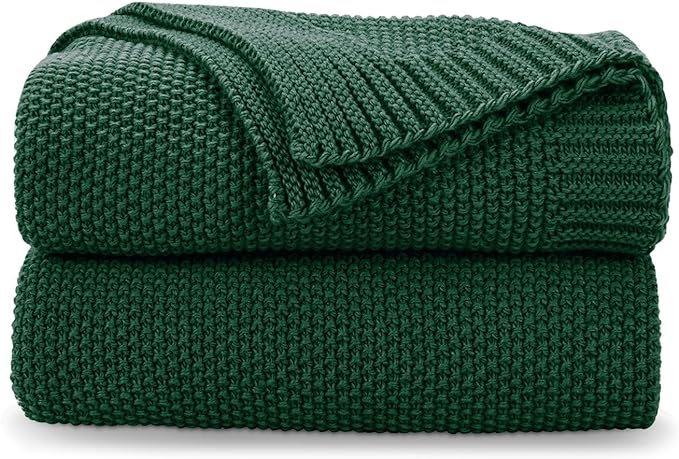 CozeCube Christmas Green Seed Stitch Throw Blanket 50"x60", Farmhouse Decor | by CozeCube