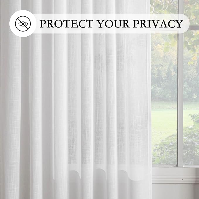 MYSKY HOME Floor to Ceiling Curtains 102 Inches Long White Sheer Window Drapes - Image 6
