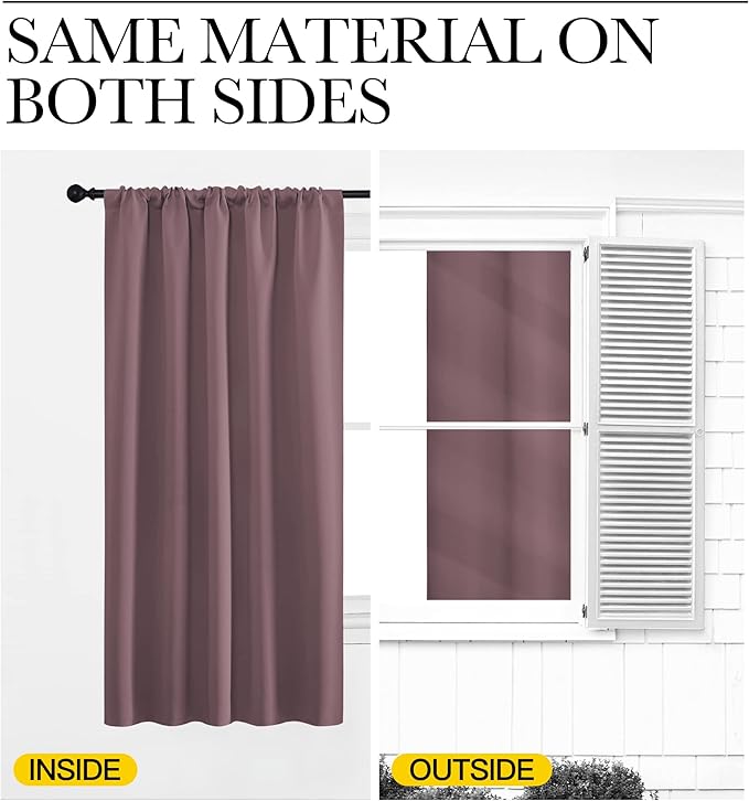 NICETOWN Blackout Curtains for RV Windows, Dry Rose, 2 Panels, Room Darkening - Image 5