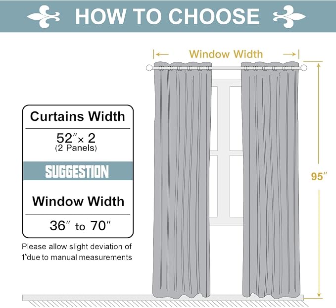 ChrisDowa Blackout Curtains for Bedroom and Living Room 95 Inches Long | 2 - Image 5
