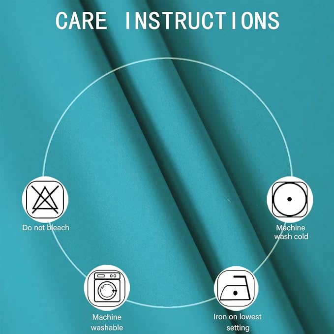 Blackout Curtains 66 x 54 Inch Long Teal Curtains Set of 2 Panels Room - Image 4
