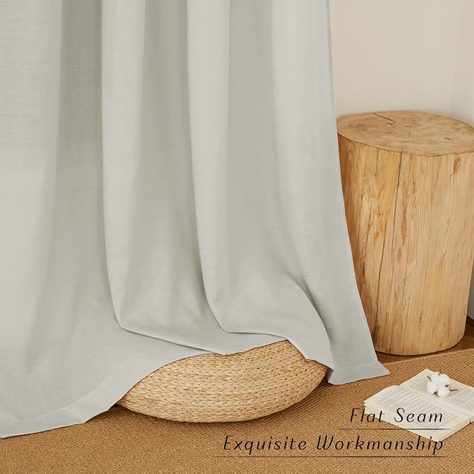 NICETOWN Linen Flax Semi Sheer Curtains 94" Length, Grommet Window Treatments - Image 7
