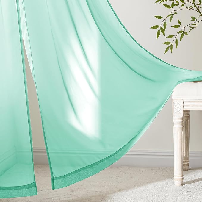 MIULEE Aqua Sheer Curtains 72 Inches Long 4 Panels 42 x 72 Inches | Light - Image 6