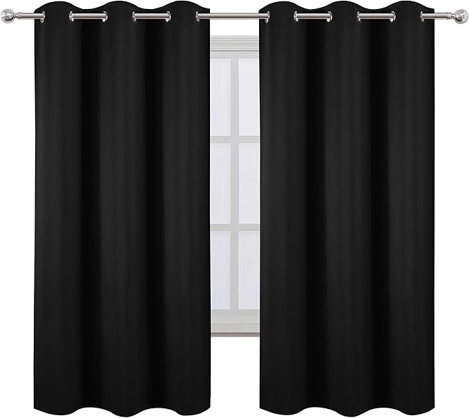 Black Thermal Blackout Curtains/38 x 63 Inch/Set of 2 Panels Room Darkening - Image 2