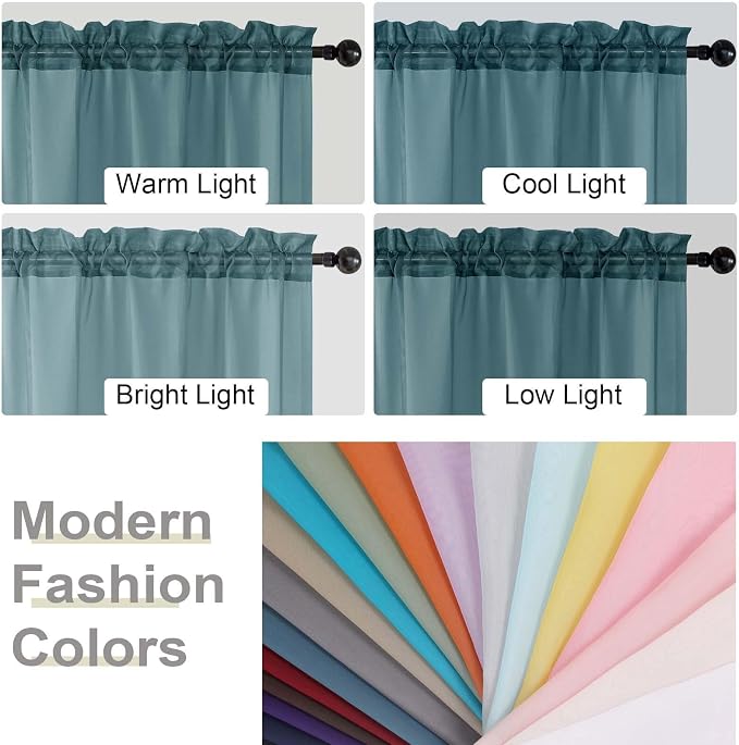 Dusty Blue Sheer Curtain for Bedroom Living Room 78 Inches Long 2 Panels Set - Image 7