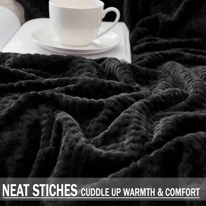 Exclusivo Mezcla Soft Waffle Fleece Bed Blanket Queen Size, Cozy Flannel - Image 6