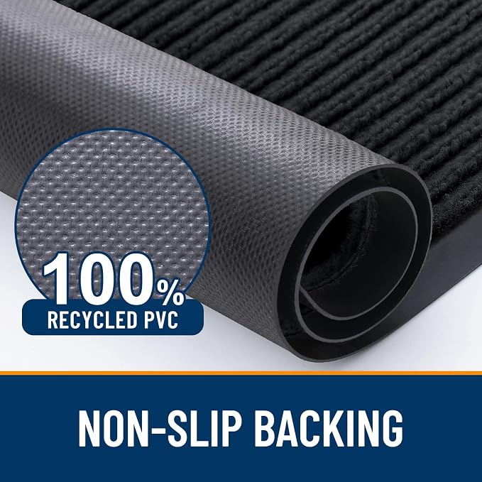 OLANLY 2-Pack Front Door Mats 59x34, Waterproof Heavy-Duty Doormats | Black - Image 3
