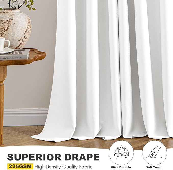 MIULEE Blackout Curtains for Bedroom 2 Panels 50 x 84 Inch Long Pure White | - Image 5