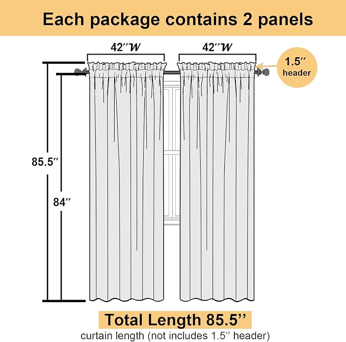 Goose Yellow Sheer Curtains 84 Inches Long 2 Panels, Light Filtering Rod Pocket - Image 3