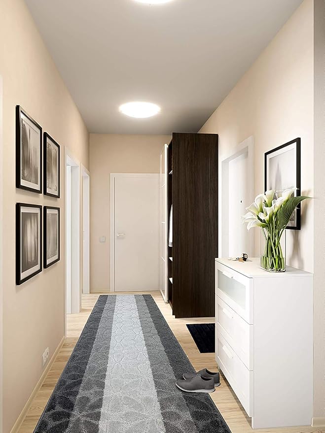 19 Ft Gray Hallway Runner Rug, Non Slip Washable, Kitchen & Entryway | 2'2" x - Image 2