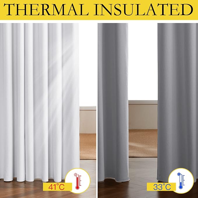 NICETOWN Rod Pocket 100% Blackout Linen Curtains - Image 5