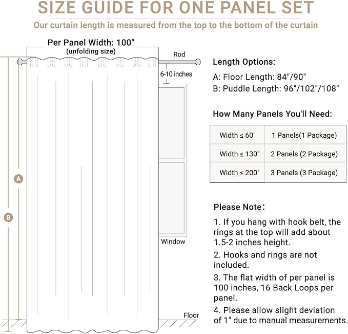 Linen Textured Total Blackout Sliding Door Curtains 84 Inches Long, Oatmeal | - Image 8