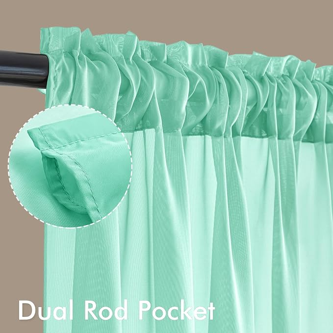 MIULEE Aqua Sheer Curtains 108 Inches Long 4 Panels 42 x 108 Inches | Light - Image 3