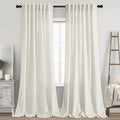 Cream Linen Curtains Back Tab Sheer Curtain 97 Inches Long by Nanspring