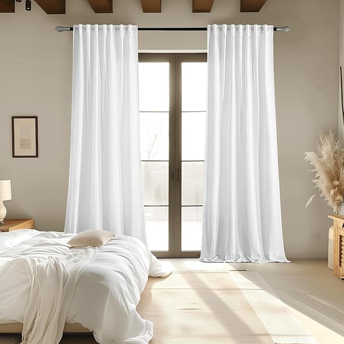 MIULEE White Linen Curtains 120 Inch Long 2 Panels - Image 6