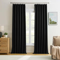 Black Curtains Blackout 108 Inches Long, Luxury Faux Silk Polyester Pinch by KEQIAOSUOCAI
