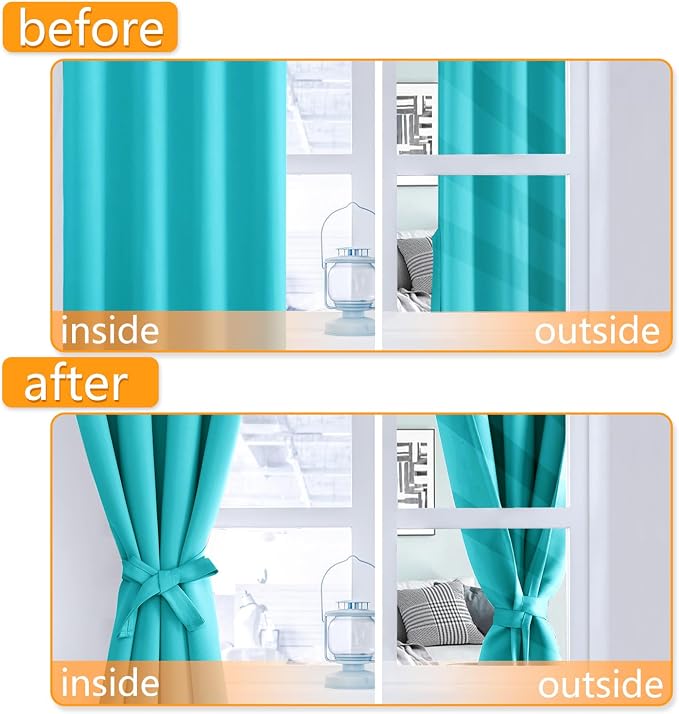 Grommet Blackout Curtains for Bedroom, 70 x 84 Inches, Turquoise | Thermal - Image 4