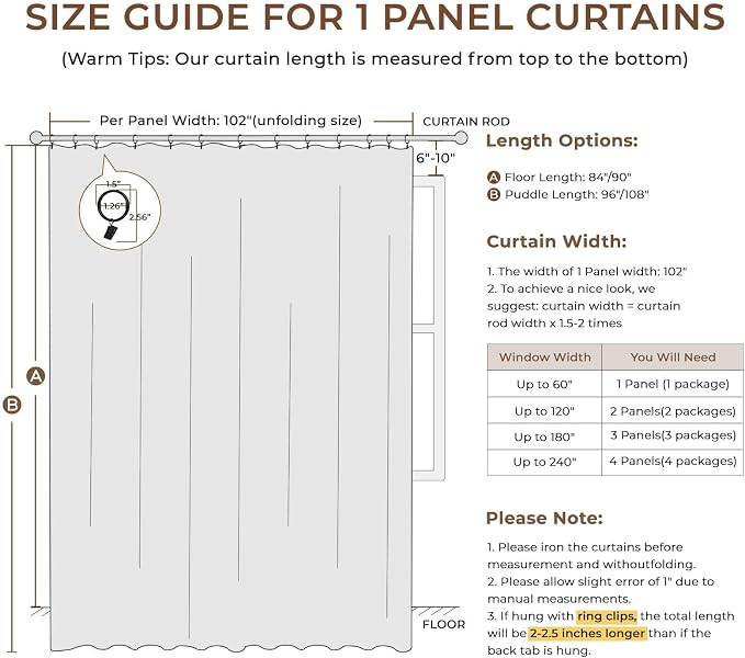 INOVADAY Linen Textured 100% Blackout Sliding Door Curtains 102x84 Oatmeal | 1 - Image 8