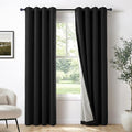 100% Blackout Linen Textured Curtains 84 Inch Long, Light Blocking, Thermal by 100BlackoutShield