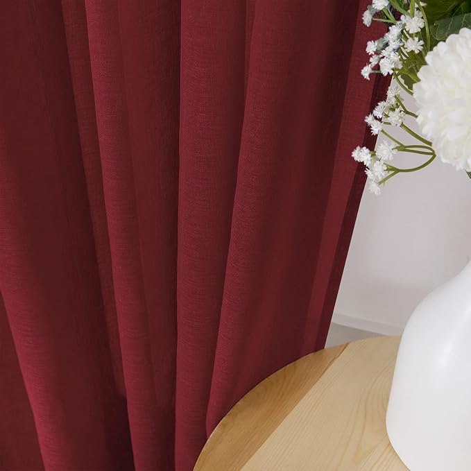 Tollpiz Sheer Curtains Bedroom Linen Textured Curtain Sheers Light Filtering - Image 3
