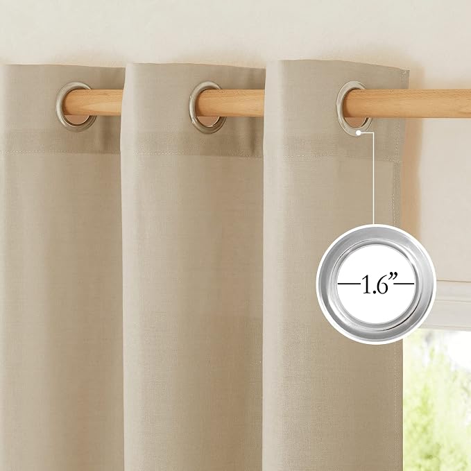 NICETOWN Linen Angora Curtains for Living Room, Grommet Privacy Assured Semi - Image 2