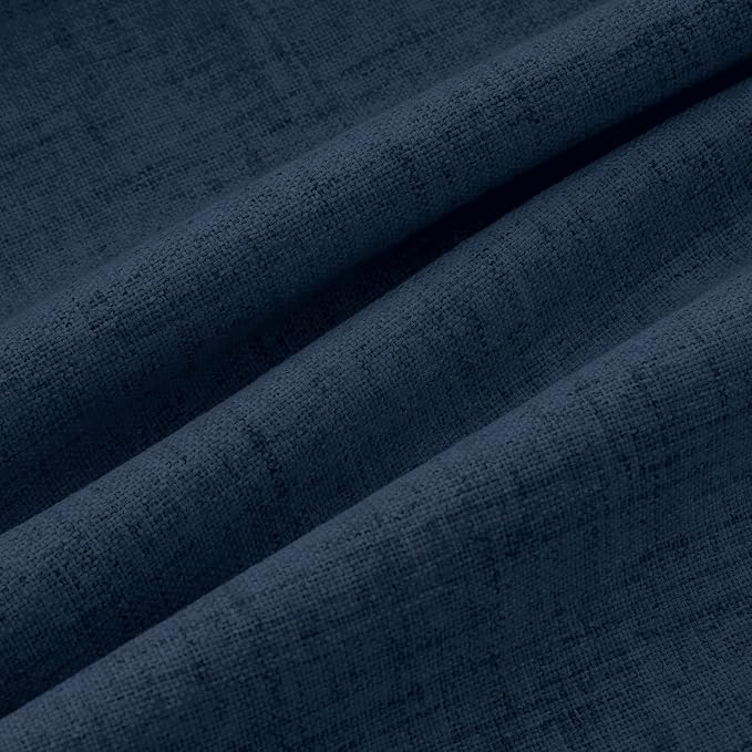 MIULEE 100% Blackout Linen Curtains 42 x 84 Inch Midnight Blue 2 Panels | - Image 9