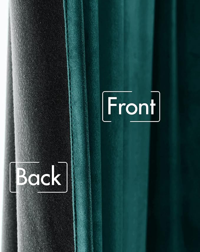 MIULEE Velvet Blackout Curtains 52x96 inches 2 Panels Emerald Green | Luxury - Image 6