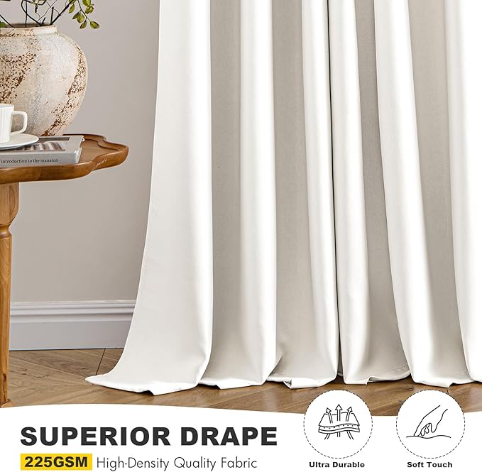 MIULEE Blackout Curtains for Bedroom 2 Panels 40 x 54 Inch Long Ivory | Thermal - Image 5