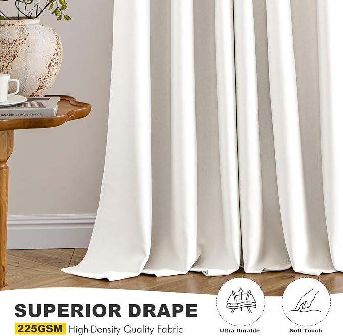 MIULEE Blackout Curtains for Bedroom 2 Panels 40 x 84 Inch Long Ivory | Thermal - Image 5