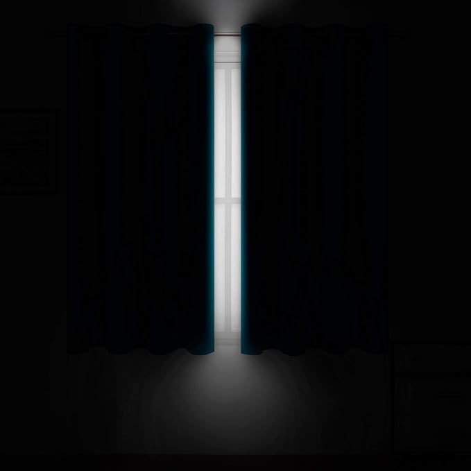 Teal Thermal Blackout Curtains/52 x 54 Inch/Set of 2 Panels Room Darkening - Image 3