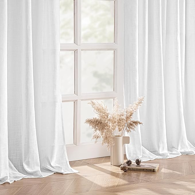 MIULEE White Linen Curtains 108 Inch Long 2 Panels - Image 5