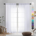 2 Panels Sheer White Curtains 72 Inches Length Window Treatment by OVZME