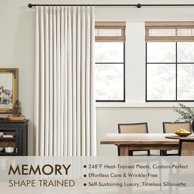 MIULEE Beige White Pinch Pleated 100% Blackout Linen Curtains 40x63 Inches | - Image 3