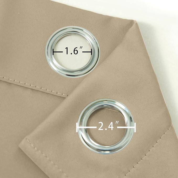 Beige Thermal Blackout Curtains/42 x 72 Inch/Set of 2 Panels Room Darkening - Image 5