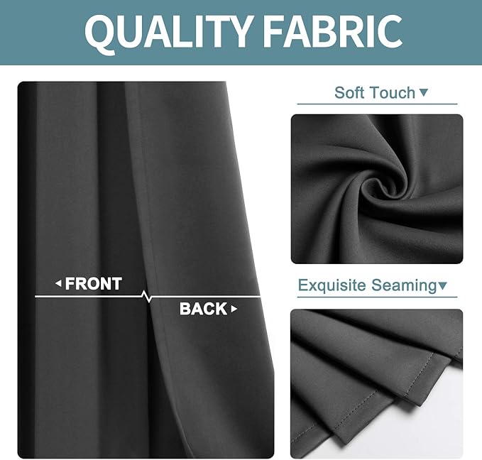 ChrisDowa Blackout Curtains for Bedroom and Living Room 72 Inches Long | 2 - Image 3