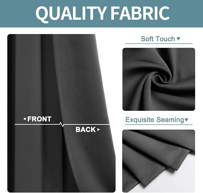 ChrisDowa Blackout Curtains for Bedroom and Living Room 80 Inches Long | 2 - Image 3