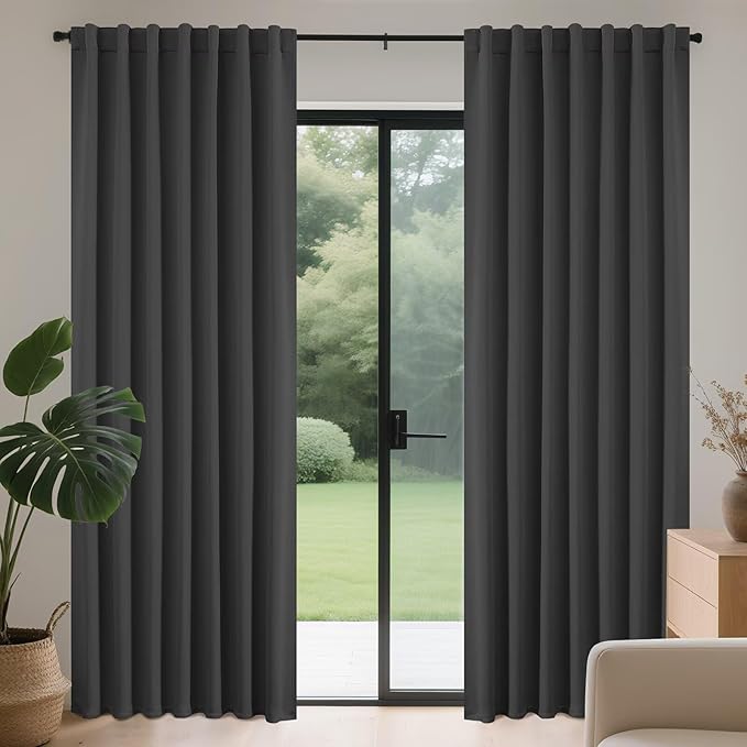 Joydeco Blackout Curtains 108 Inches Long, Thermal Insulated Black Out Curtains by JOYDECO