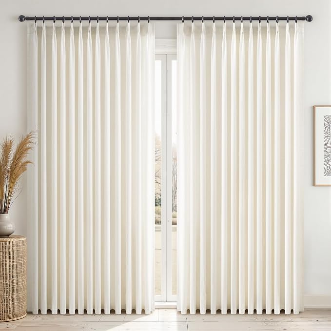 Topfinel Natural Pinch Pleated Linen Curtains 84 Inch Length 2 Panels by Topfinel